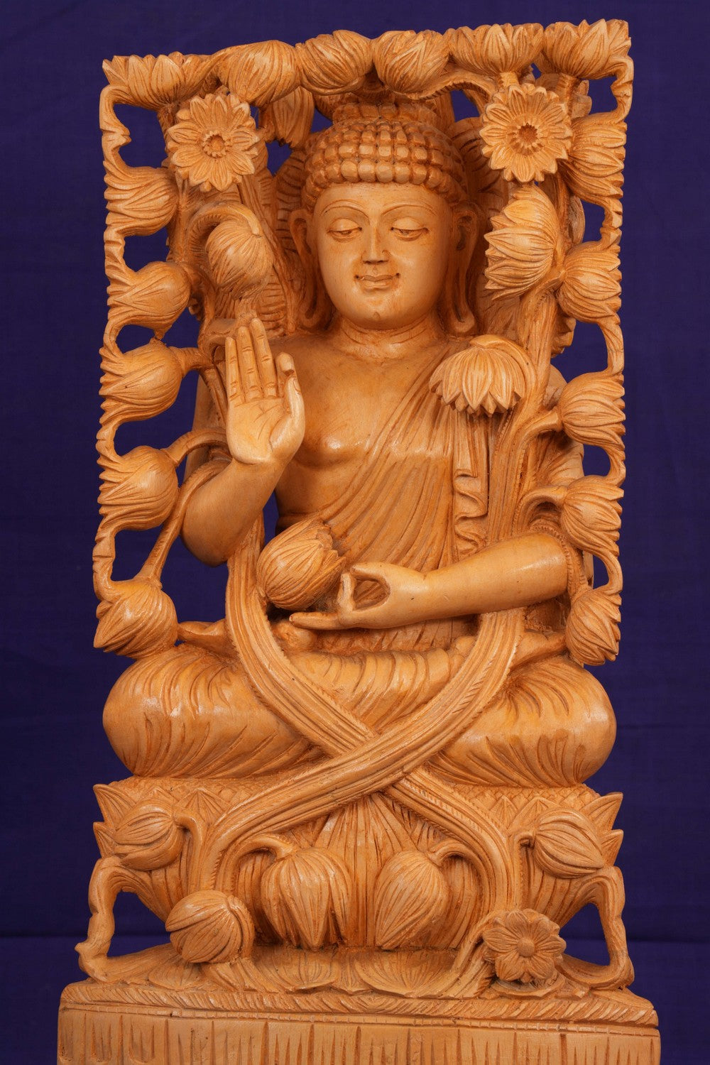 Image of Wooden Buddha Standing Sculpture